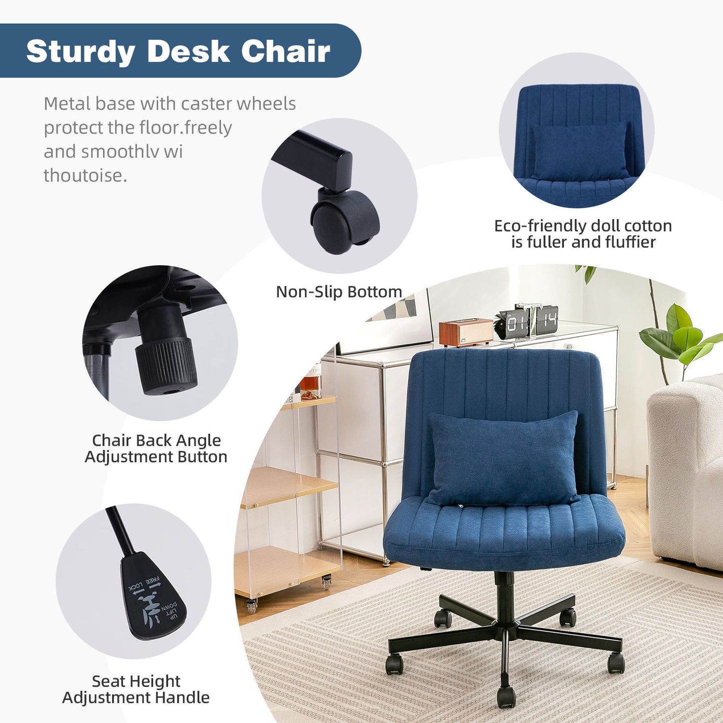 Criss Cross Office Chair With Adjustable Height, Ergonomic Design