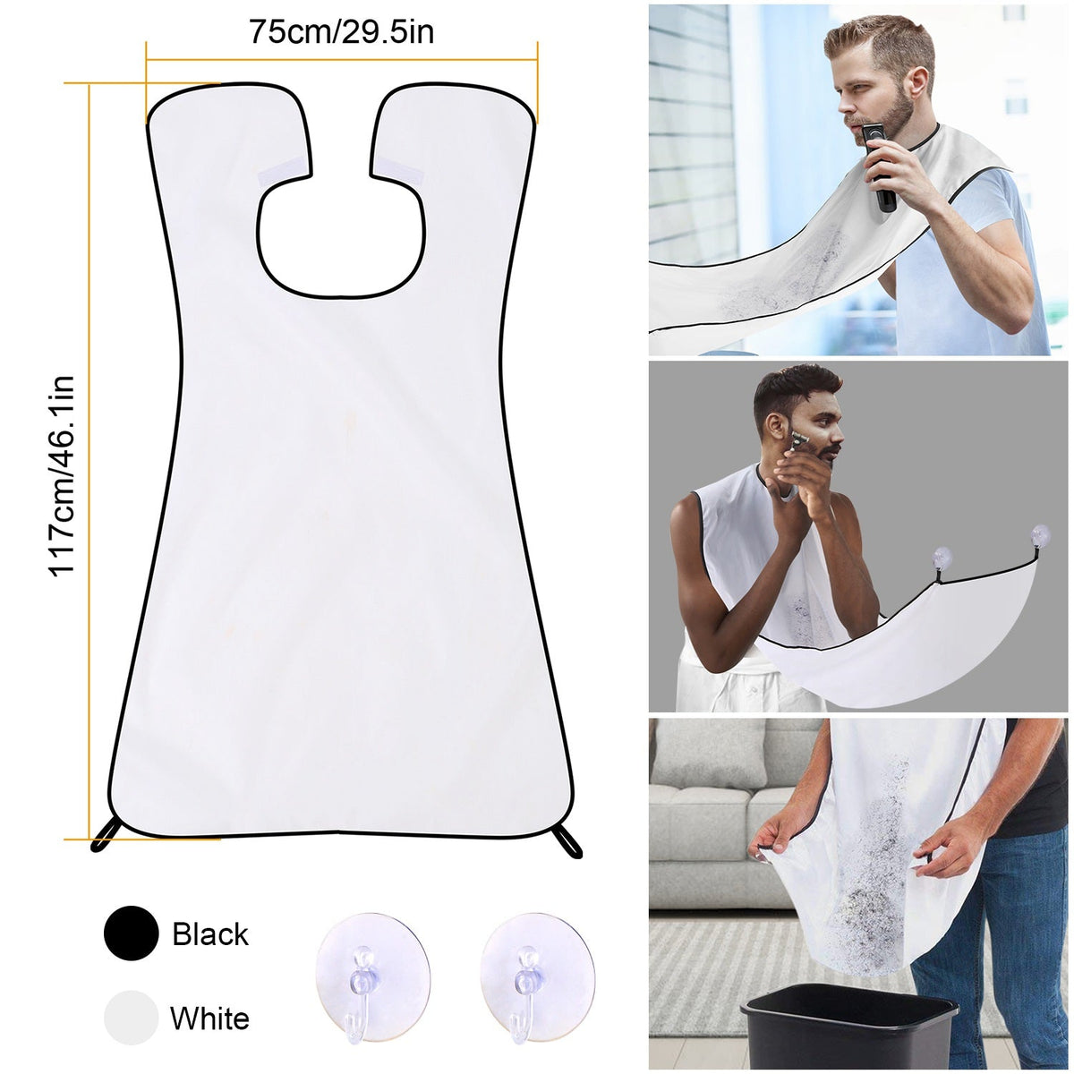 Beard Catcher Cape – Shaving Bib with Suction Cups