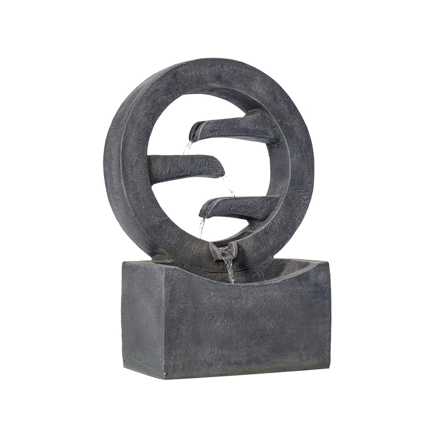 26.77'H Gray Circular Polyresin Outdoor Water Fountain with LED Light