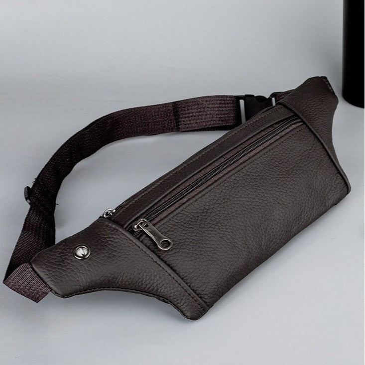 Genuine Leather Sports Waist Pack For Men, Invisible Running Pack