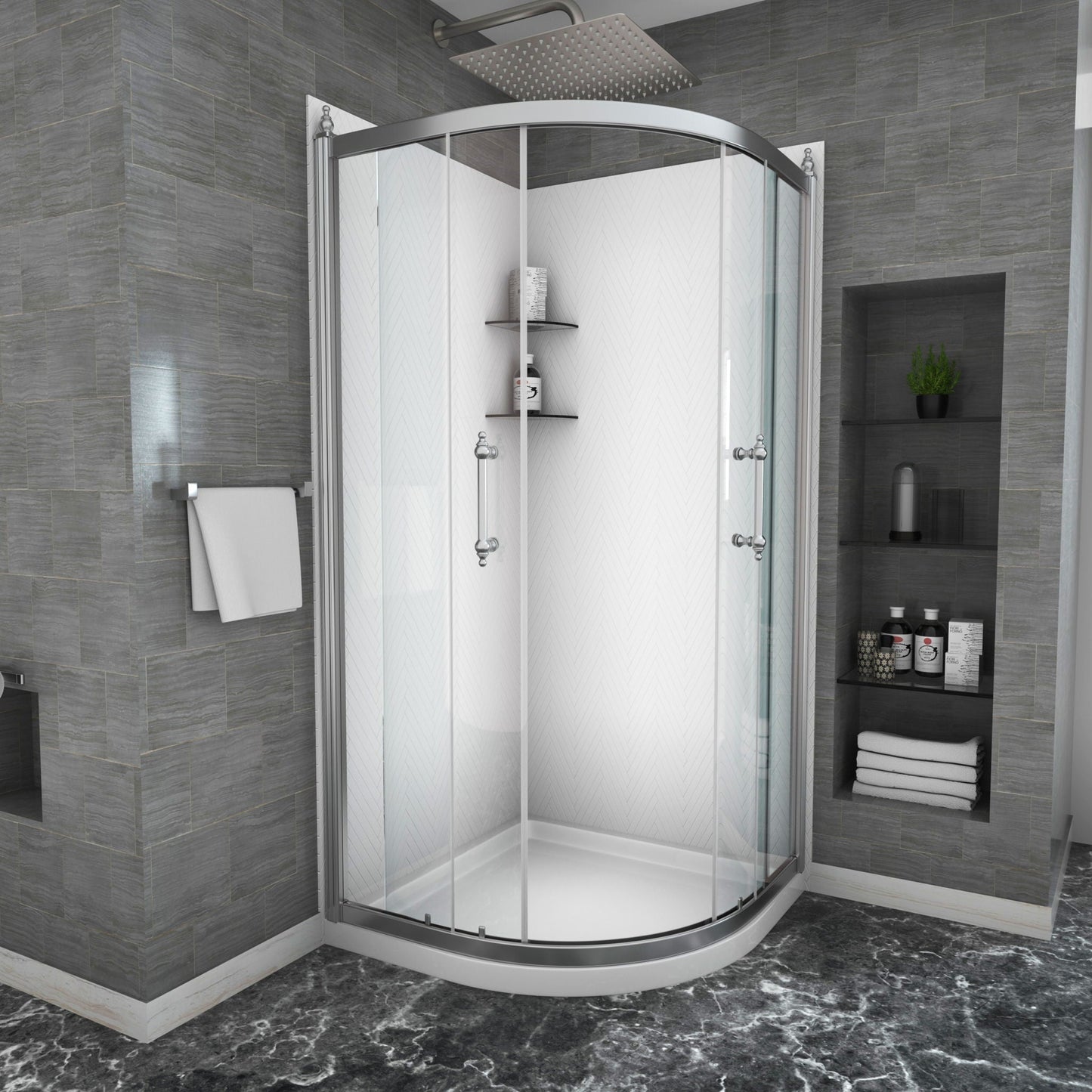 Framed Tub Shower Enclosure with Clear Tempered Glass