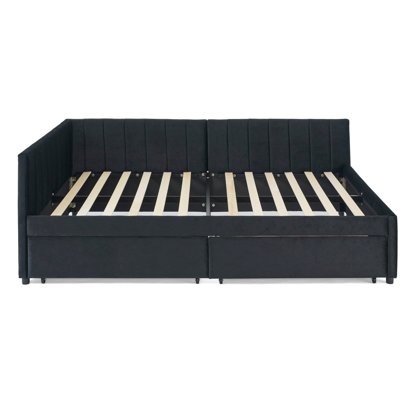 Upholstered Tufted Daybed Frame With Storage Drawers