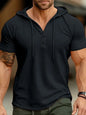 Men's Full Size Casual Hooded Henley T-Shirt Plus Size