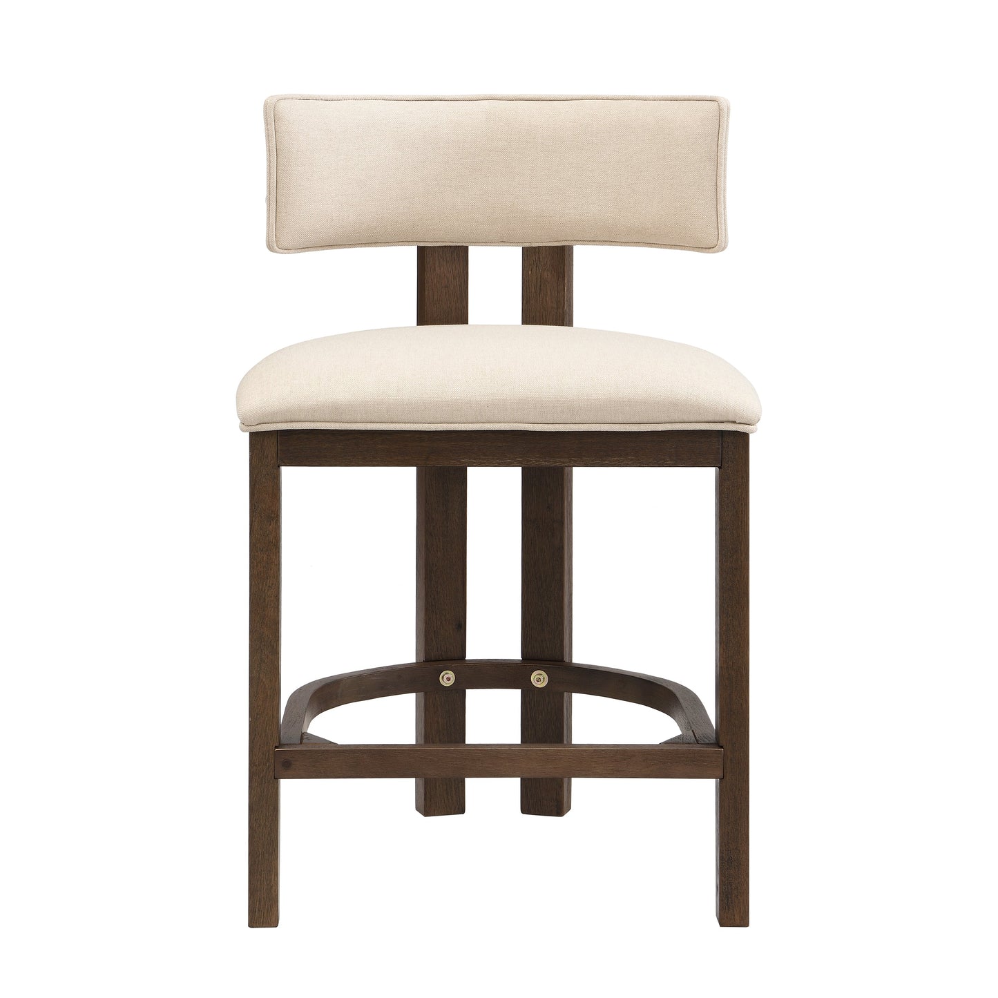 26" Counter Height Bar Stool, Upholstered Counter Stools (Set of 2) - Walnut & Beige