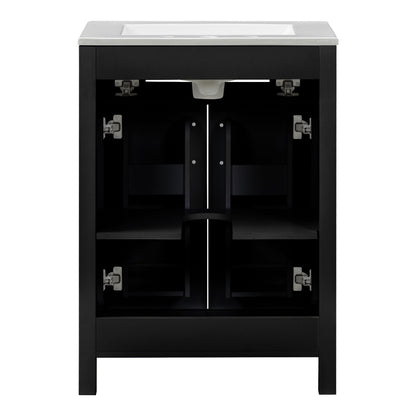 Modern Bathroom Vanity With Ceramic Sink, Soft-Close Doors, Flip Drawer, U-Shaped Shelves, Elegant Storage Solution