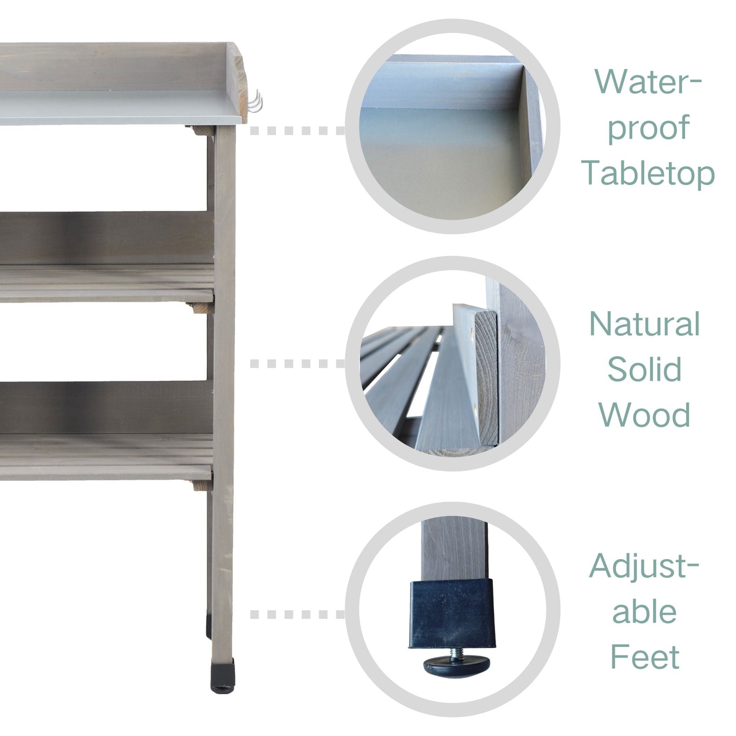 Outdoor Potting Table, 3 Tier Workbench