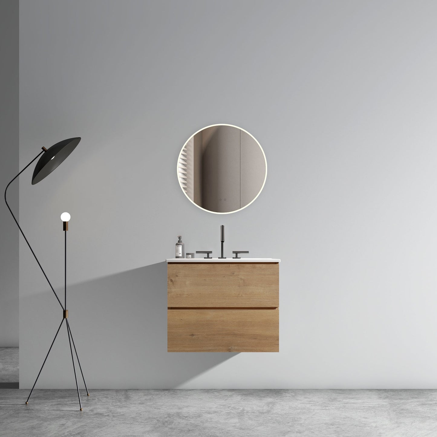 Wall Mount 24" Natural Oak Bathroom Vanity