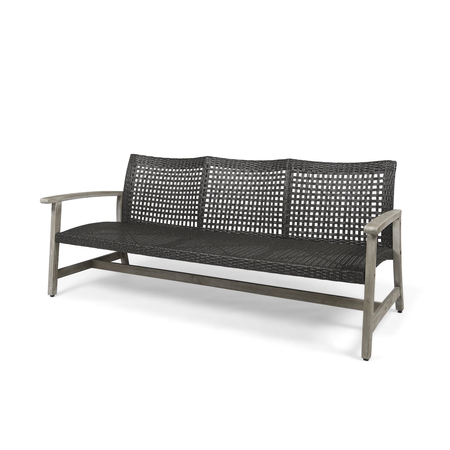 Outdoor Acacia Wood Wicker 3 Seater Sofa