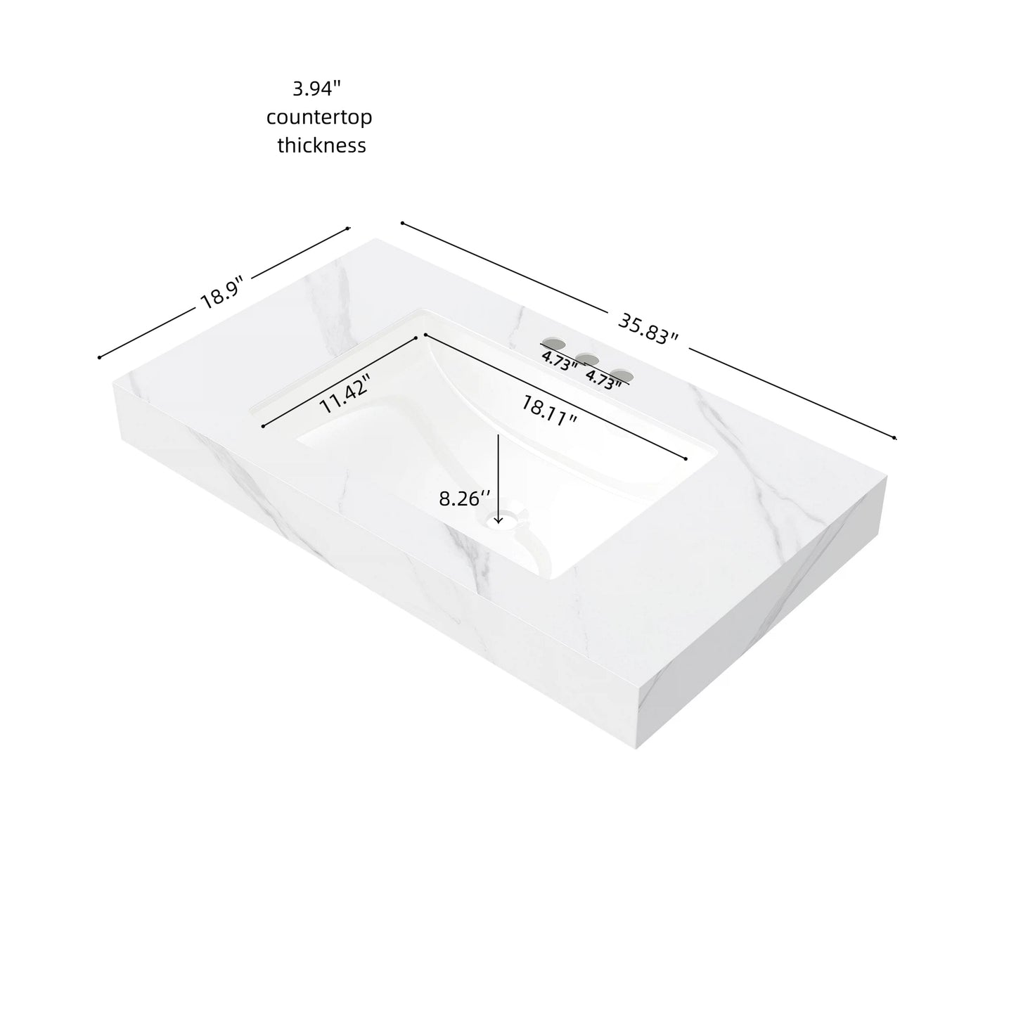 36" MURI Carrara Bathroom Vanity