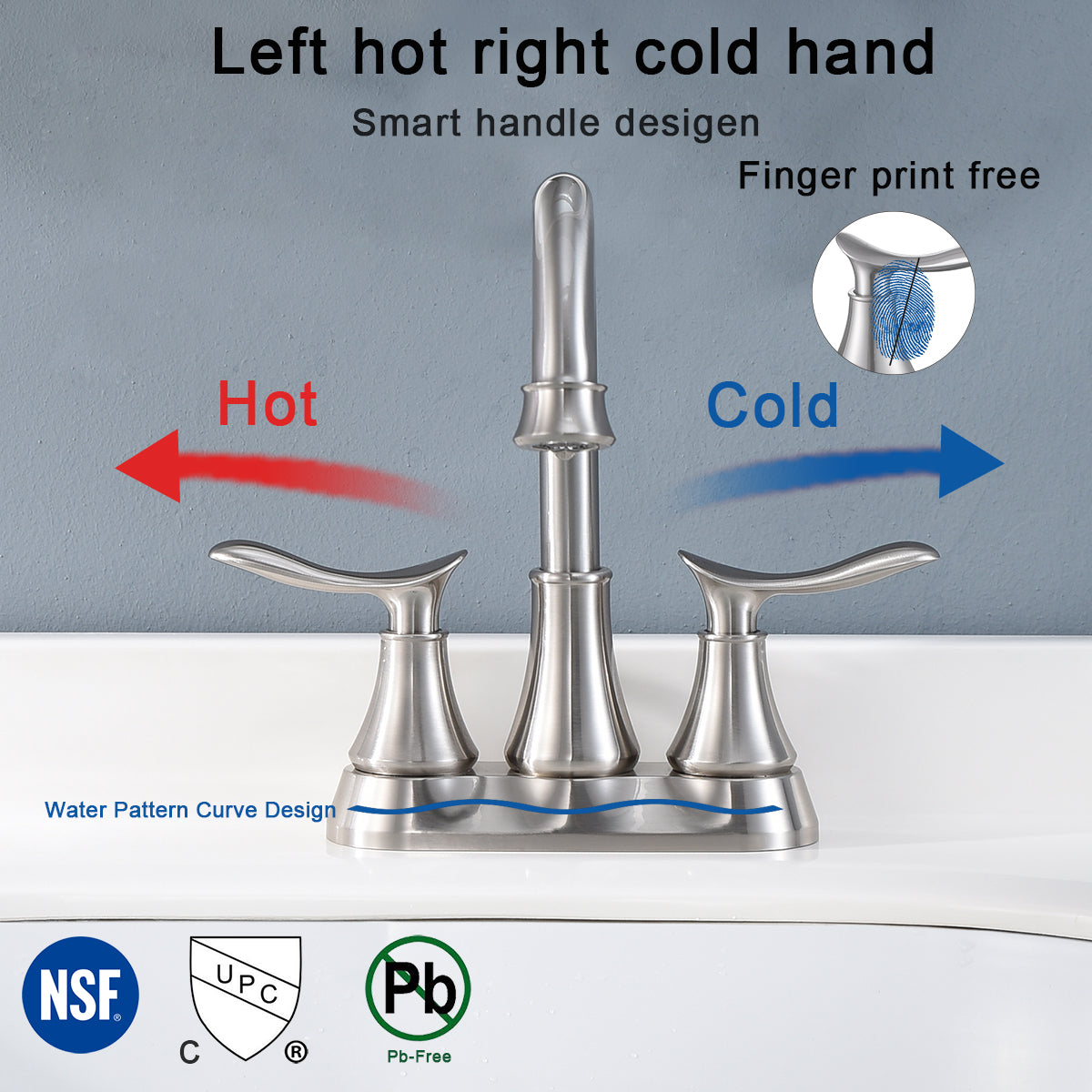 2-Handle 4-Inch Brushed Nickel Bathroom Faucet with Pop-Up Drain
