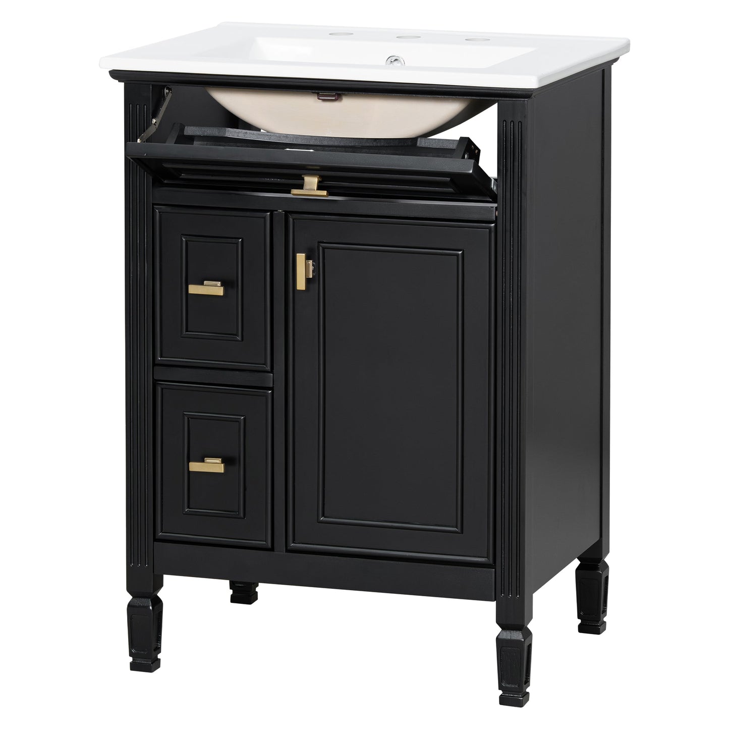 24-Inch Bathroom Vanity with Sink and Solid Wood Cabinet
