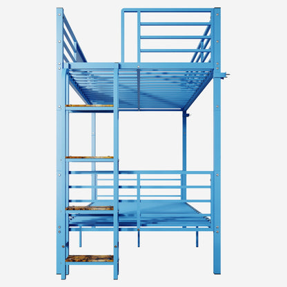 Bunk Bed, Convertible To 2 Separate Twin Size Beds With Full Length Guardrail & Ladder, No Box Spring Needed - Blue