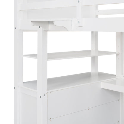 Loft Bed With Drawers With Desk And Shelves