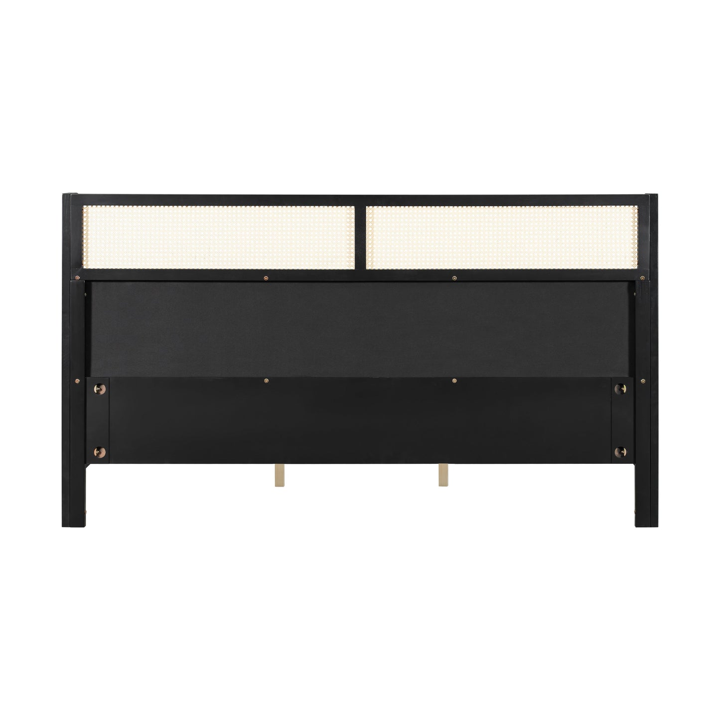 King Size Bed Frame with Black Frame and Green Upholstered Headboard