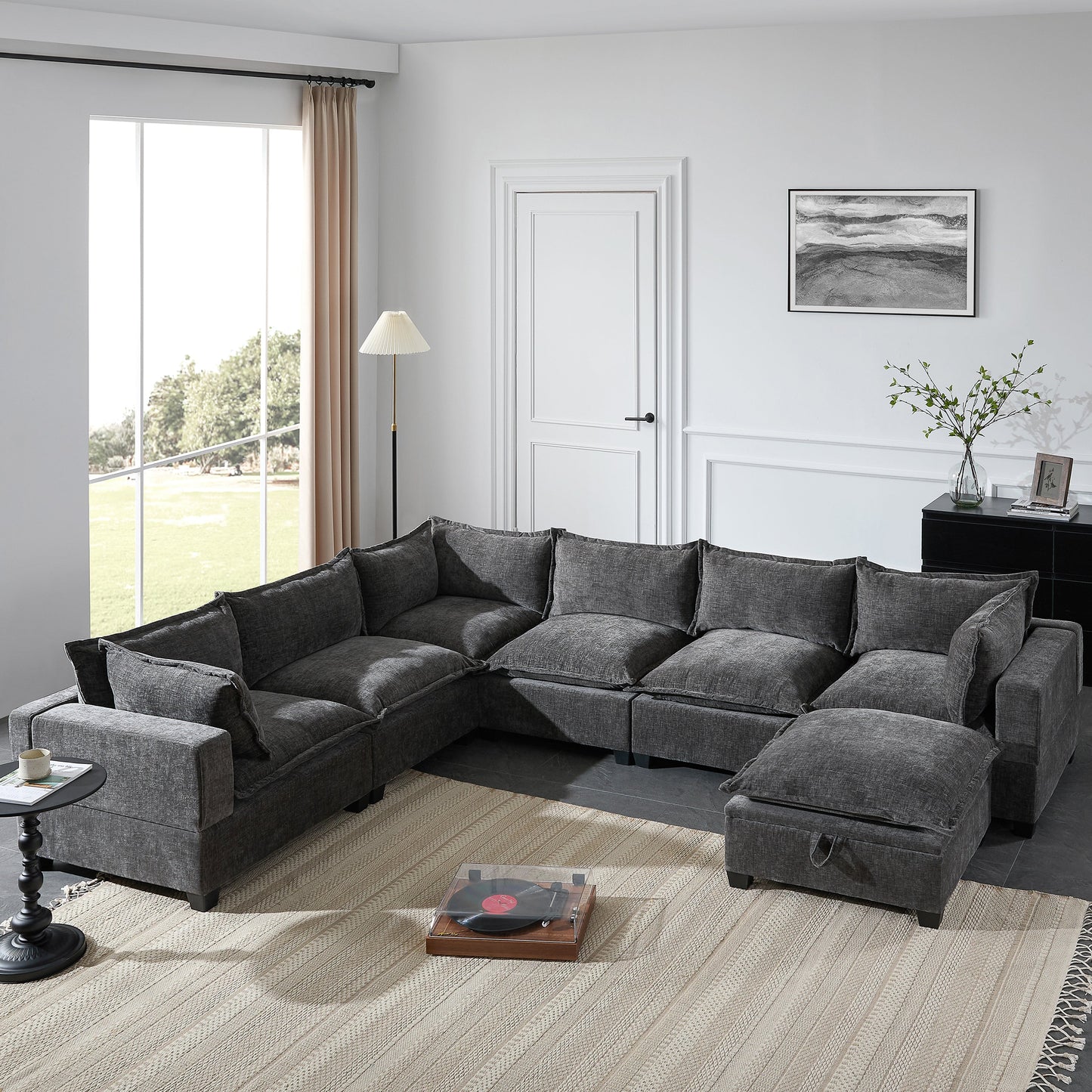 117.5'' Modular Sectional Sofa with Movable Storage Ottoman