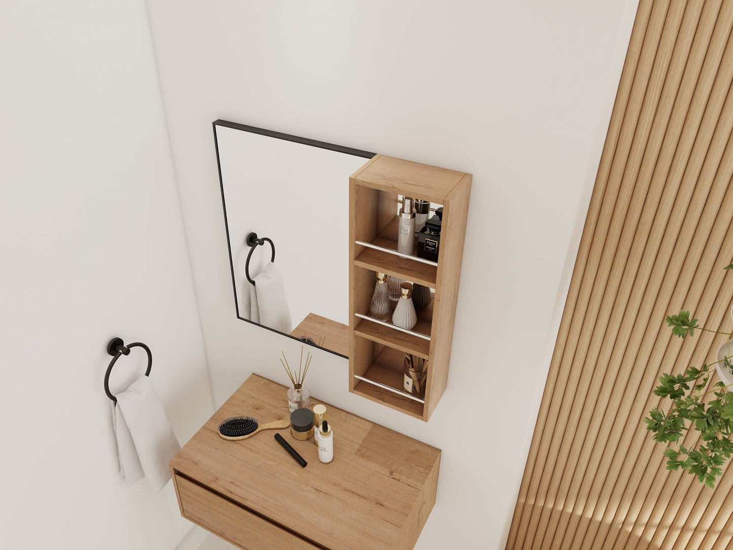 10'' Wall Mounted Bathroom Mirror Cabinet with Open Storage