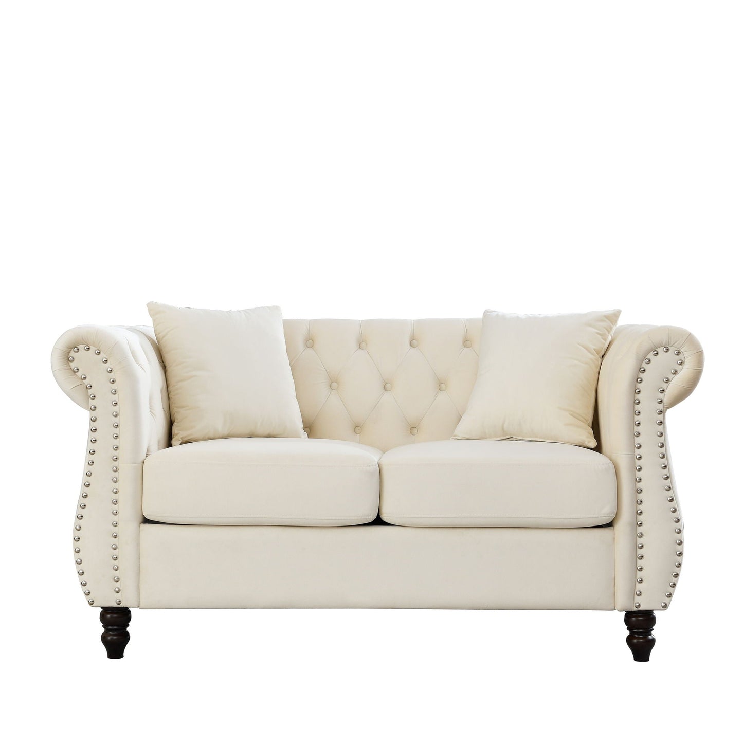 Chesterfield Sofa With Rolled Arms And Nailhead Trim
