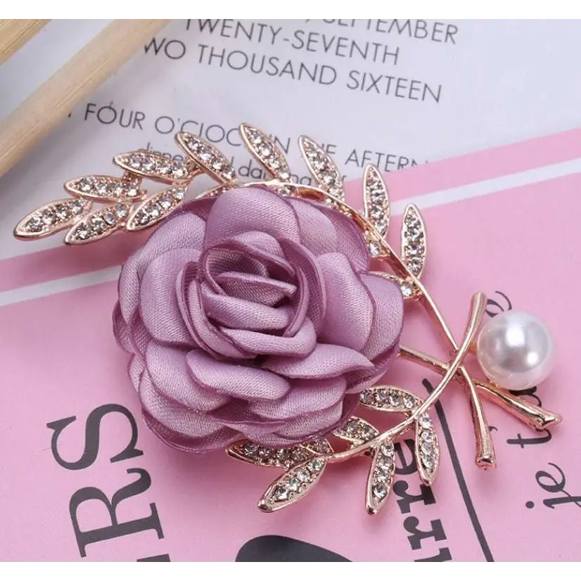 Fabric Flower Lady Temperamental Pin Floral Brooch Set