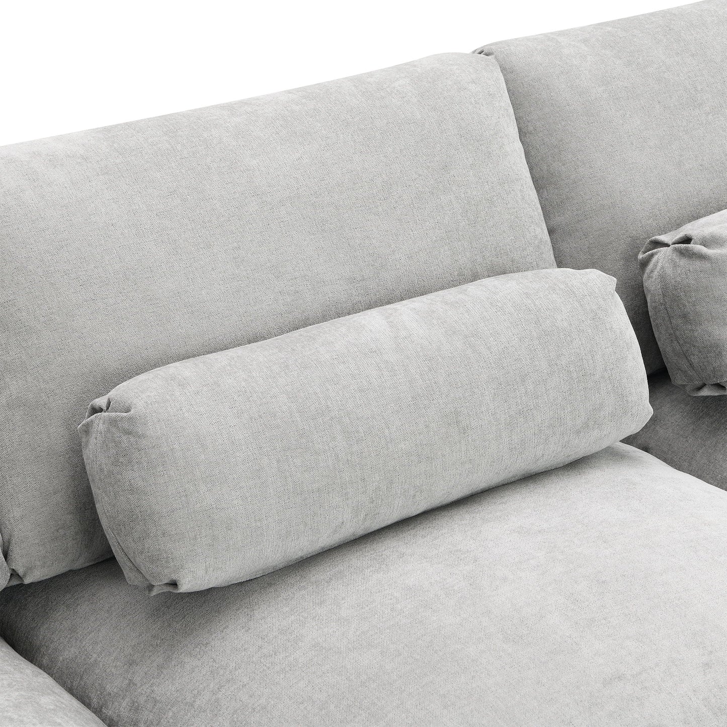 Modular Sectional With Storage Pockets, 5 Seat U Shaped Couch Set With Pillows, Free Combination Modern Cloud Sofa With 2 Movable Ottoman