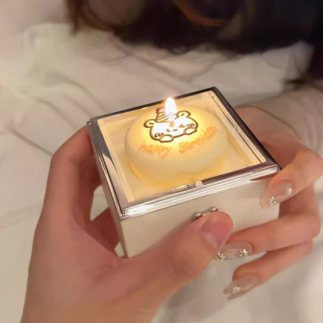 Valentine's Day Girlfriend Bear Cake Flip Ring Box