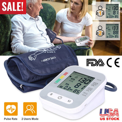 Digital Arm Blood Pressure Monitor LCD Digital Heart Beat BP Gauge Health Test w/Voice
