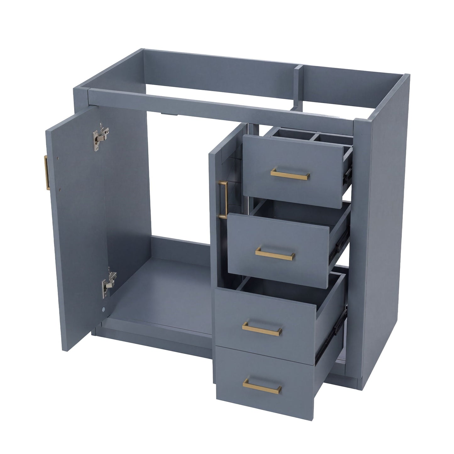 Retro Style Bathroom Vanity, 3 Drawers & Soft Closing Doors