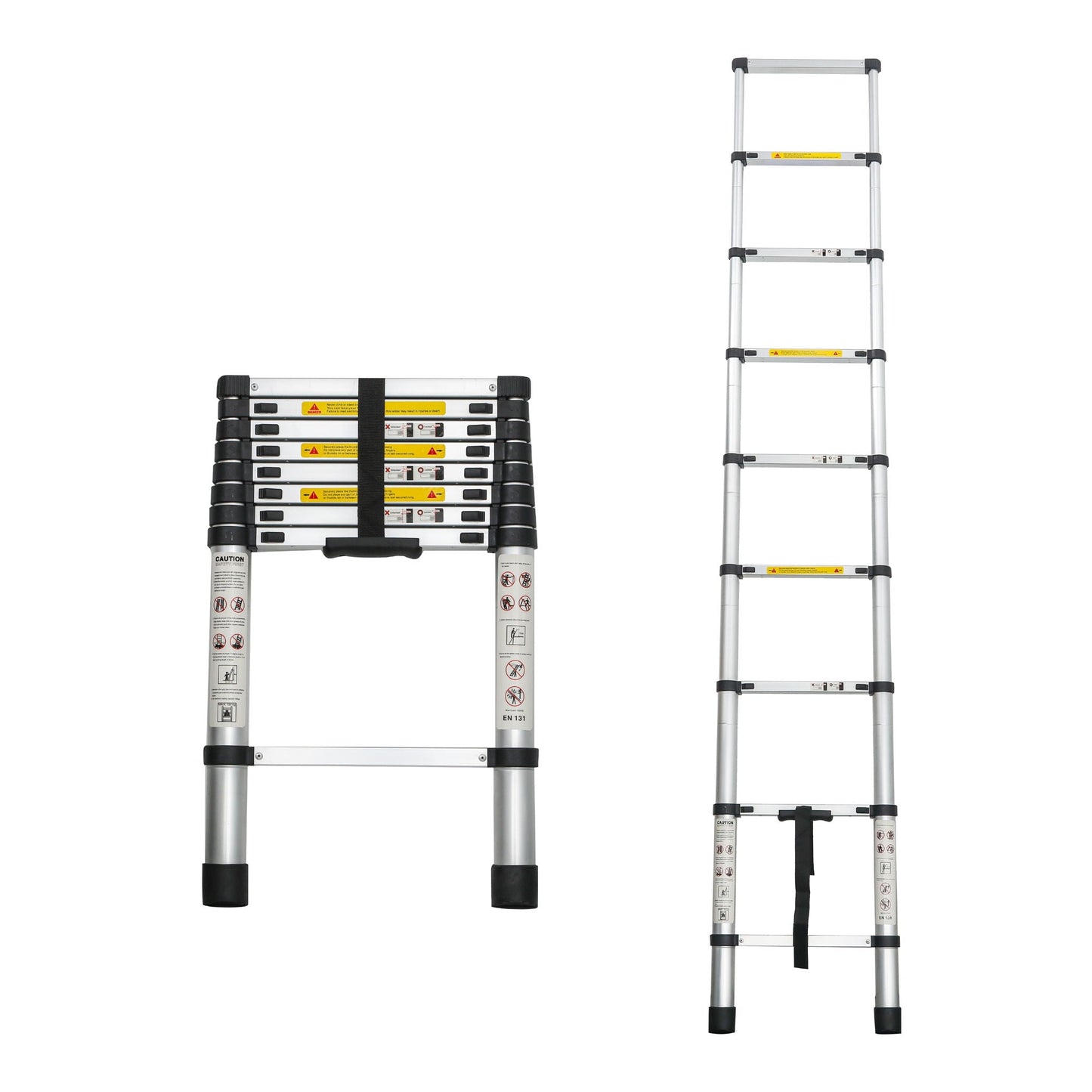 Telescopic Extension Ladder Folding Portable Multi Purpose For Indoor Outdoor Work - Black