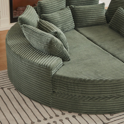 Round Oversized Sofa Bed With 5 Throw Pillows