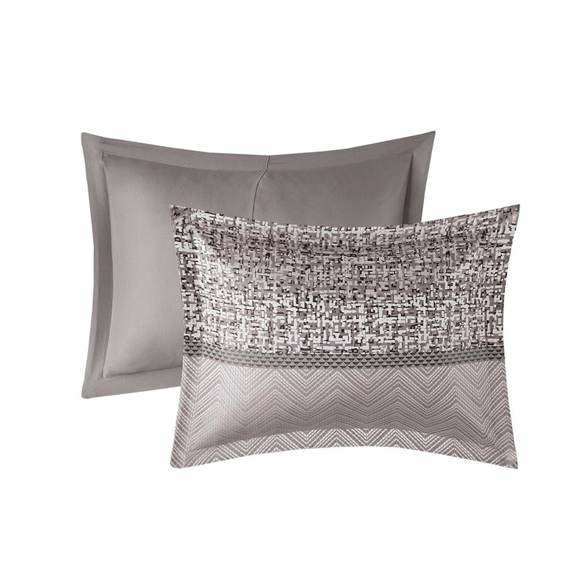 7 Piece Jacquard Comforter Set Grey Taupe King
