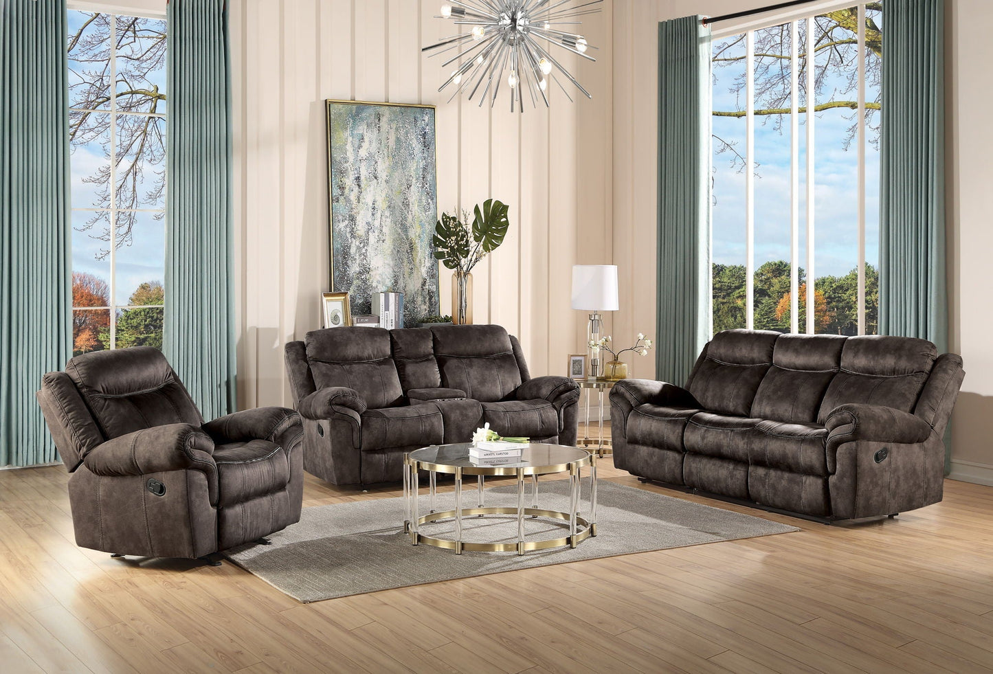 Zubaida Two Tone 3 Piece Recliner Living Room Set