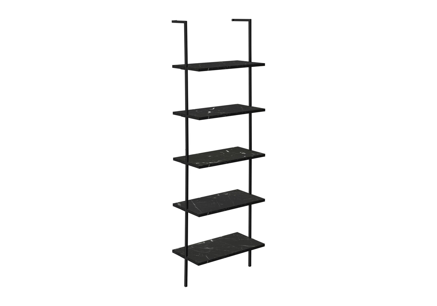 5-Tier Ladder Bookshelf with Marble Look for Office & Home