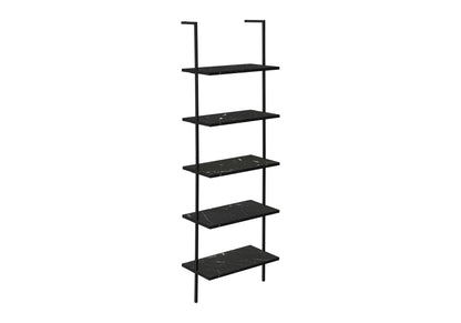 5-Tier Ladder Bookshelf with Marble Look for Office & Home