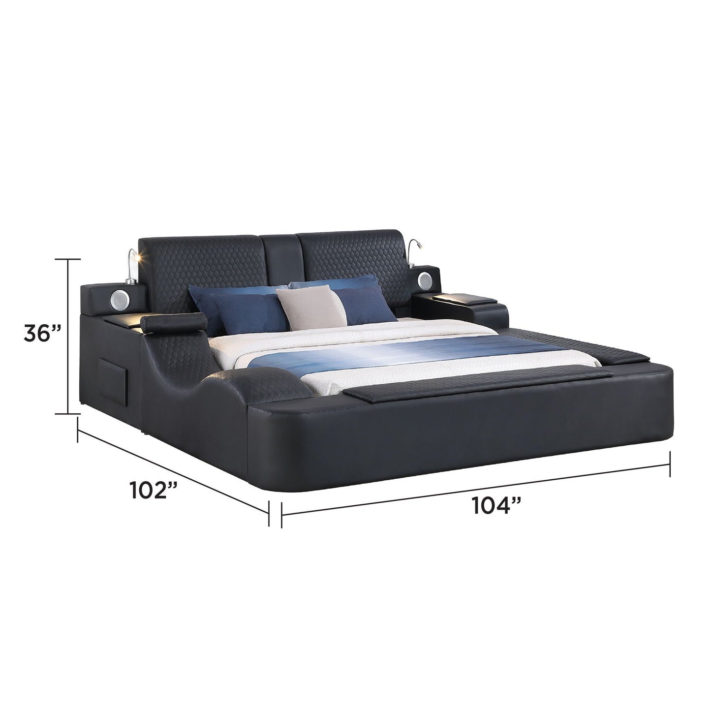 Zoya - Smart Multifunctional Bed, Built In Bluetooth Speakers, USB Charging