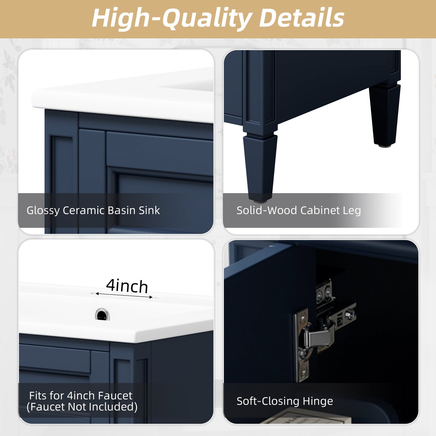 24" Bathroom Vanity with 2 Doors and Tip-Out Drawer