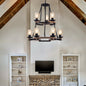 9-Light Vintage Wagon Wheel Chandelier