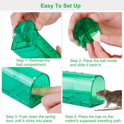 2Pcs Reusable Humane Mouse Trap Live Catch And Release Mouse Cage Animal Pest Rodent Hamster Capture Trap Finger Safe For Small Mice