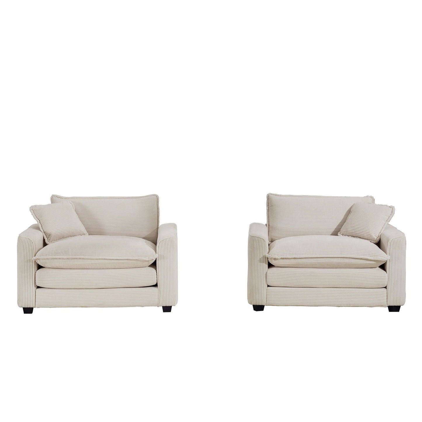 Modern Classic Fabric Single Chair Deep Seat Sofa With Pillow