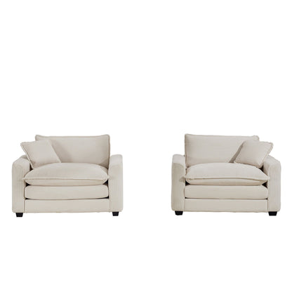 Modern Classic Fabric Single Chair Deep Seat Sofa With Pillow
