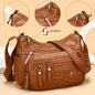 Fashion Multi Zipper Crossbody Bag, Soft Vegan Leather Shoulder Bag, Women's Multi Pockets Handbag Purse