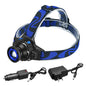 25000 LM Headlamp LED Tactical Headlight Zoomable Flashlight Torch w/Charges Camping