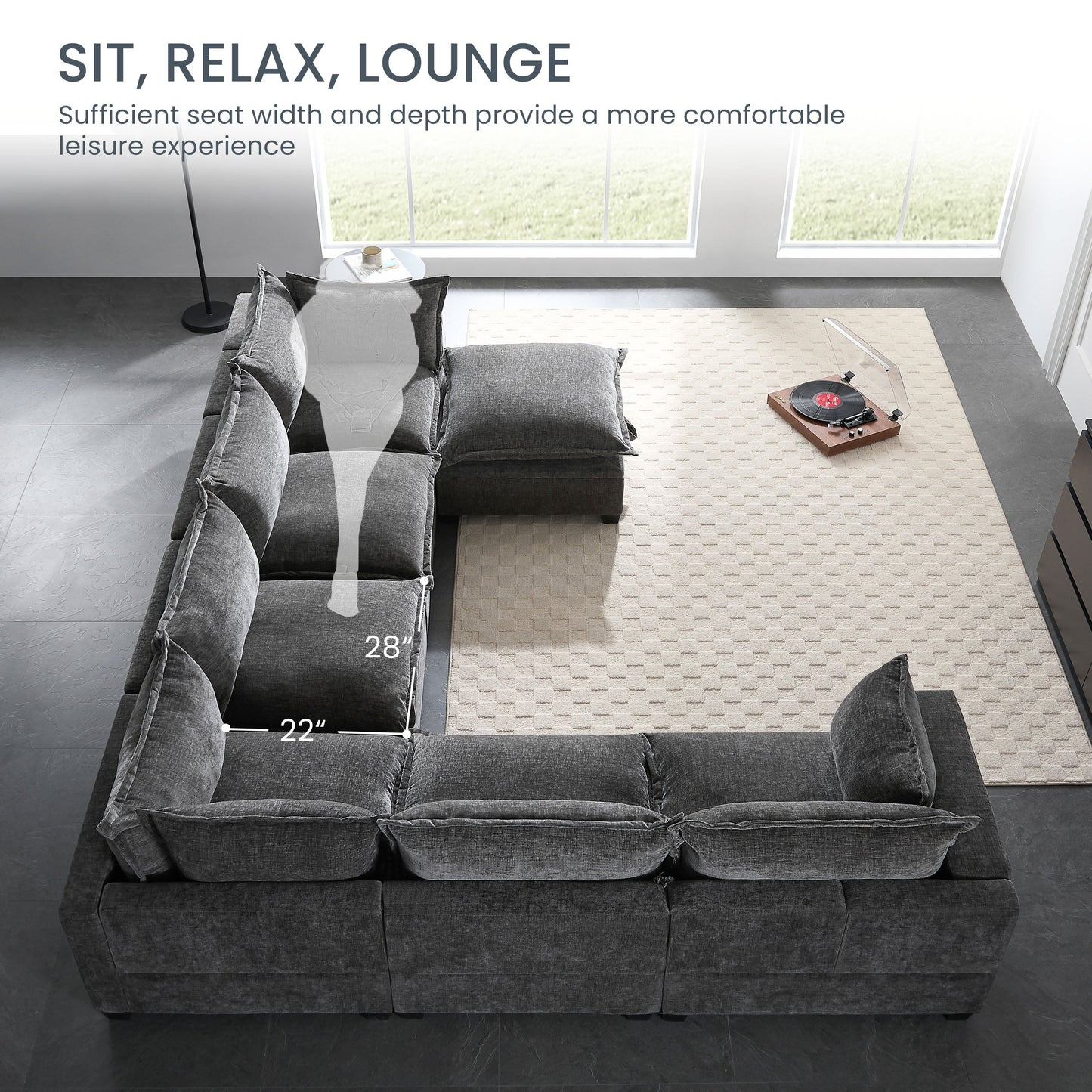 117.5'' Modular Sectional Sofa with Movable Storage Ottoman