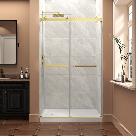 43"-48" W x 76" H Brushed Frameless Shower Door