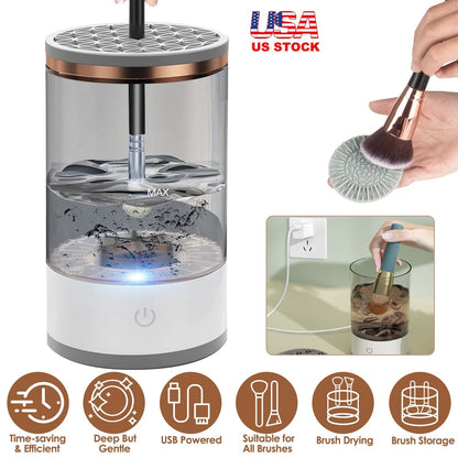 3 In 1 Makeup Brush Blender Cleaner Automatic Makeup Brush Cleaner Machine  USB Powered Brush Drying Storage Suitable For All Types of Brushes