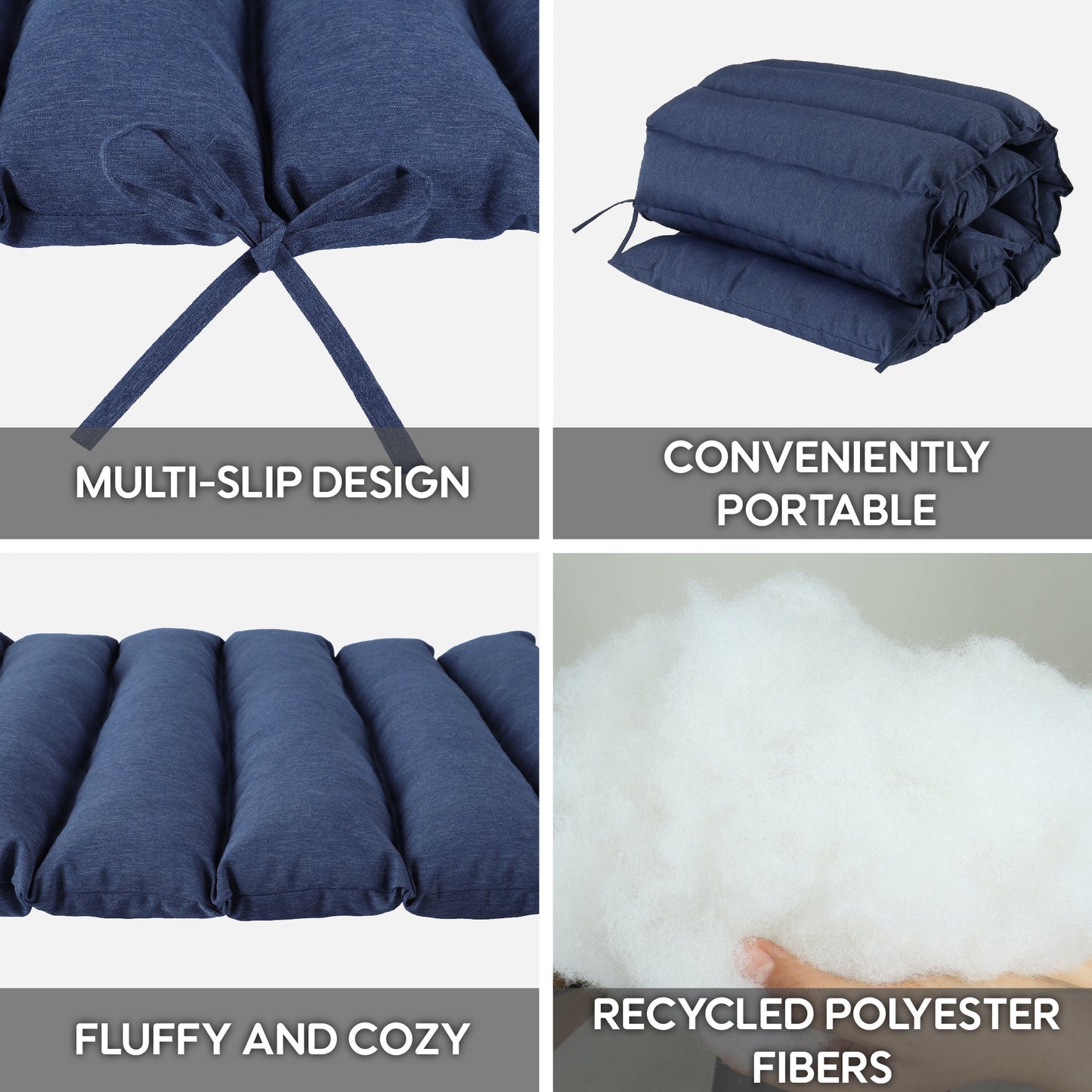 2PCS Outdoor Lounge Chair Cushion Replacement Set - Navy Blue