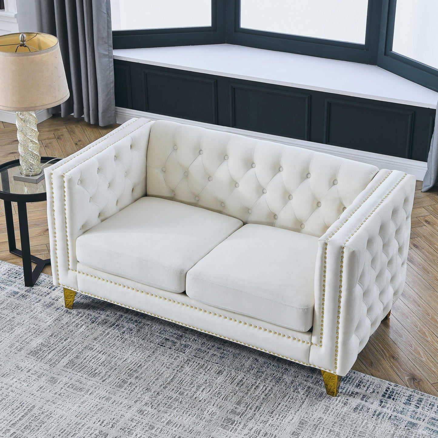 Modern Sofa With Button Tufting, Upholstered Couch For Living Room