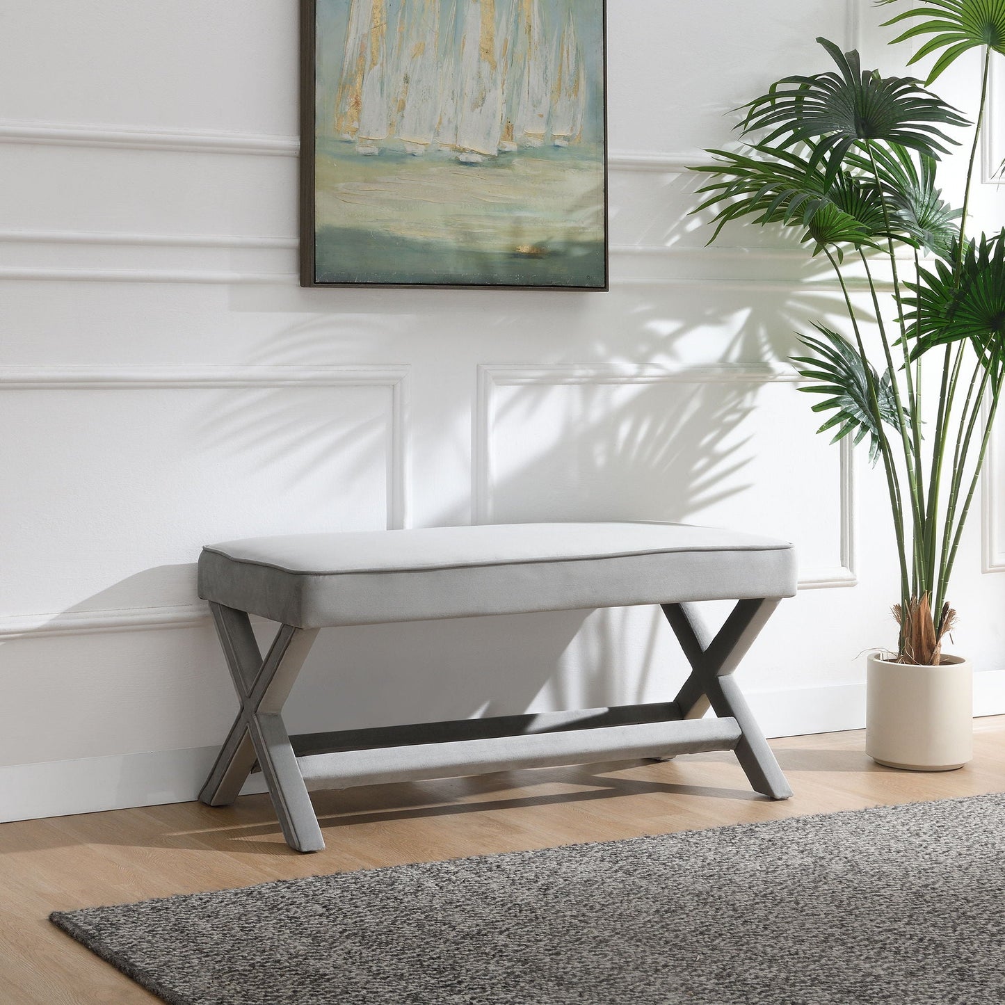 Comfort Double Bench Upholstered With X Crossed Legs