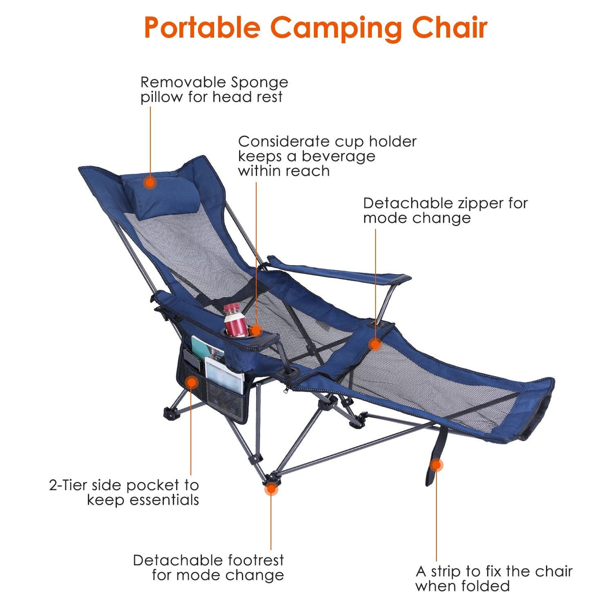 Foldable Camping Chair – Heavy Duty Steel, 330 lbs Capacity