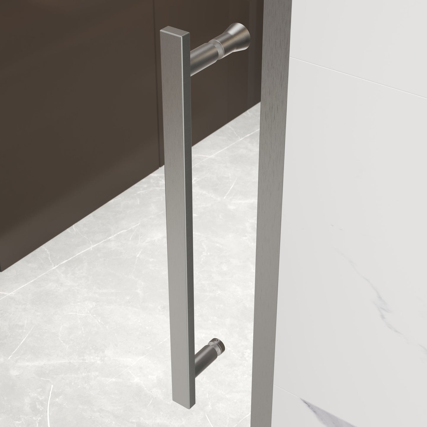 50-54"W x 74"H Pivot Shower Door with 5/16" Tempered Glass - Brushed Nickel Finish