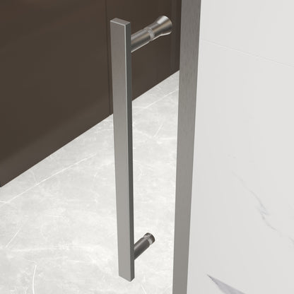 50-54"W x 74"H Pivot Shower Door with 5/16" Tempered Glass - Brushed Nickel Finish