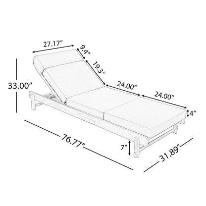 Light Teak Acacia Wood Chaise Lounge Set